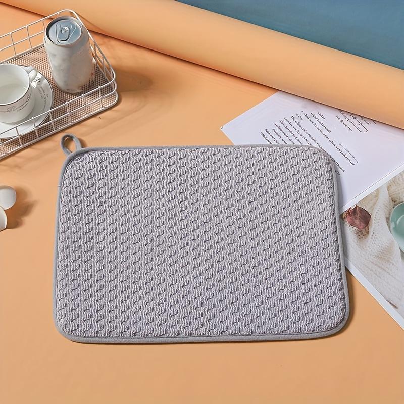 1pc Dish Drying Mat Microfiber Absorbent Table Placemat Non-Slip Heat Resistant Drain Pad Cabinet Drying Mats Kitchen Bathroom Mats