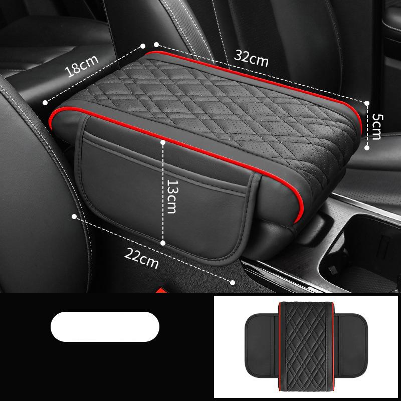 Universal Car Armrest Box Pad Leather Elastic Sponge Height Pad with Side Storage Bag Center Armrest Protective Cushion Support