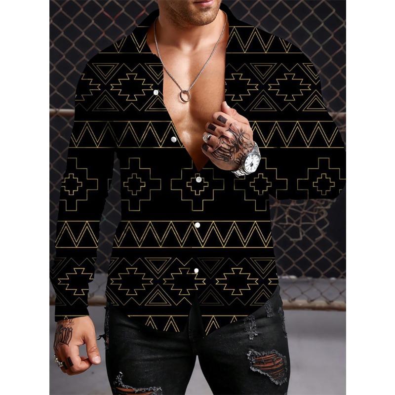 Long Sleeved Ethnic Style Shirt Men's Autumn Oversized Shirt With Lapel Button Long Sleeved Shirt Men's Outdoor Casual Shirts
