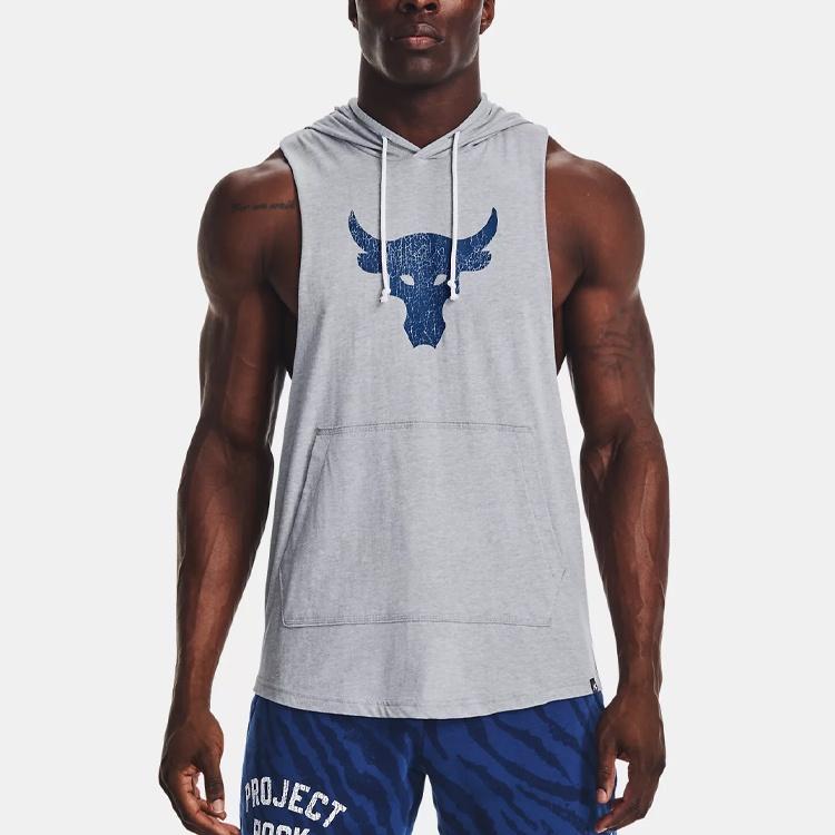 Under Armour Project Rock BSR Bull Sleeveless Hoodie 'Grey Blue' Men's 1376939-035