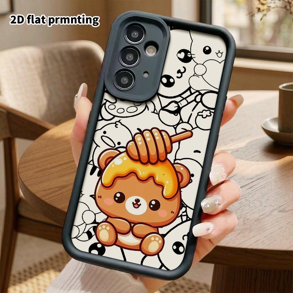 Phone case: 2D flat, suitable for Samsung Galaxy A34 A35 M05 M06 S20 S22 S21 FE Plus 5G protective case, honey bear, perfect Christmas and Halloween h