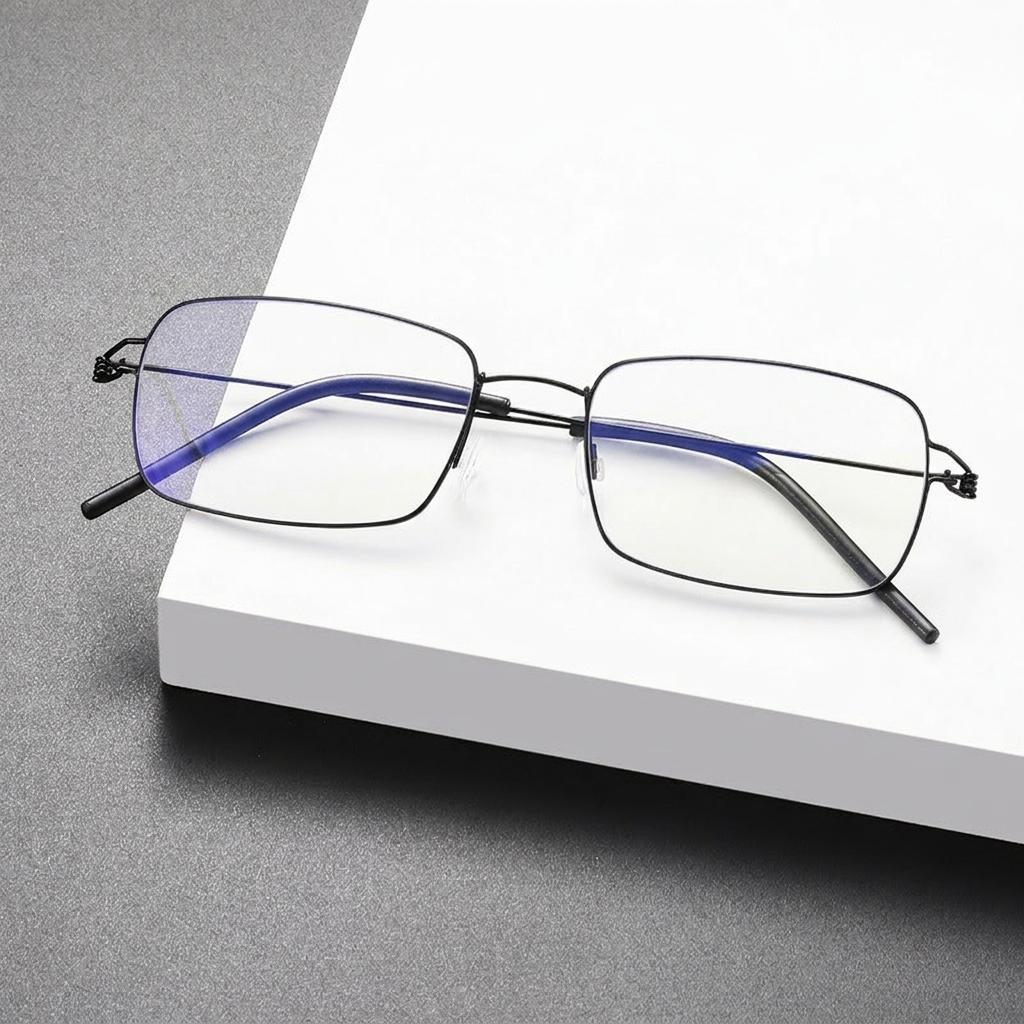 Ultra Light Pure Titanium Rectangle Reading Glasses Screwless Anti Blue Light Glasses for Men Women Business Daily Use Eyewear