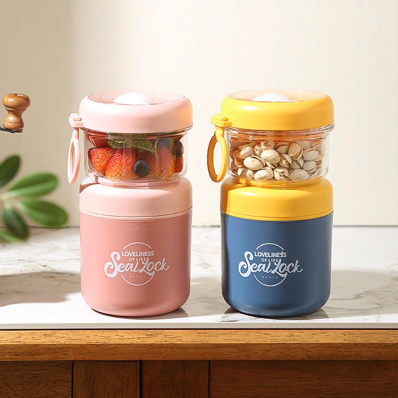 304 Stainless Steel Insulated Cup with Lid & Spoon - Large Capacity Oatmeal & Milk Cup for Students & Office, Portable Soup Pot