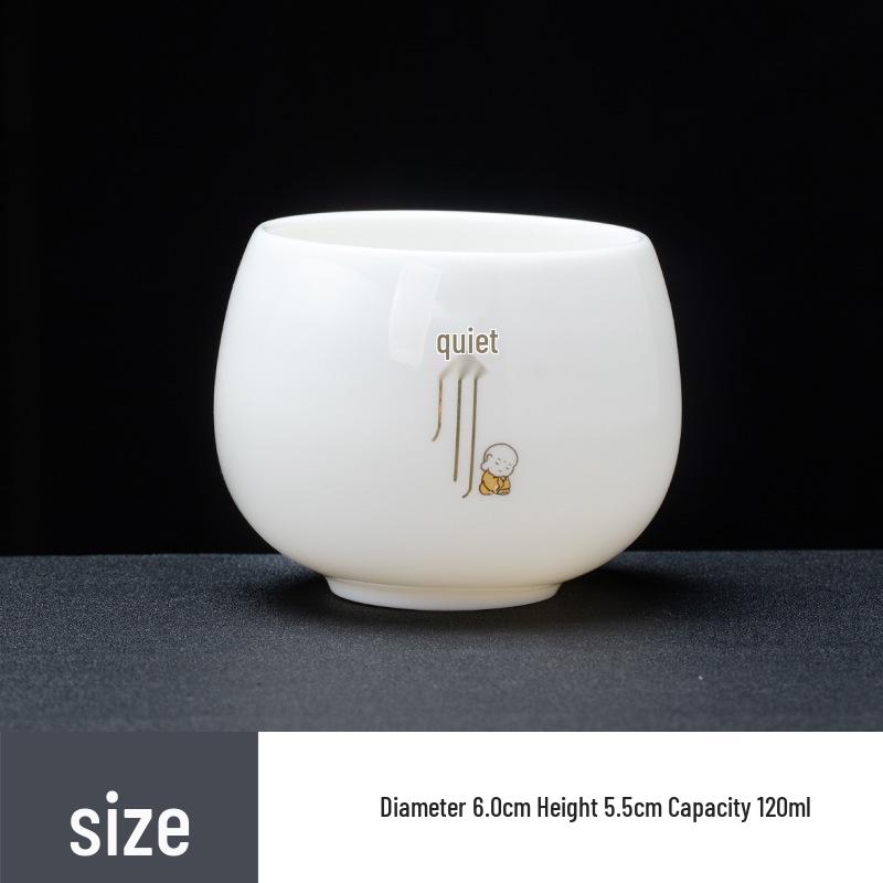 Mutton Fat White Porcelain Tea Tasting Cups, Set of 6 - Individual Ceramic Teacups with Gift Box