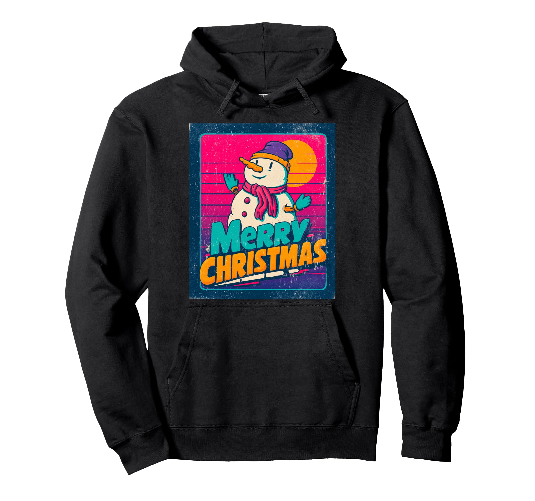 

Merry Christmas Snowman Vintage Retro 80s Christmas Hoodie чорний