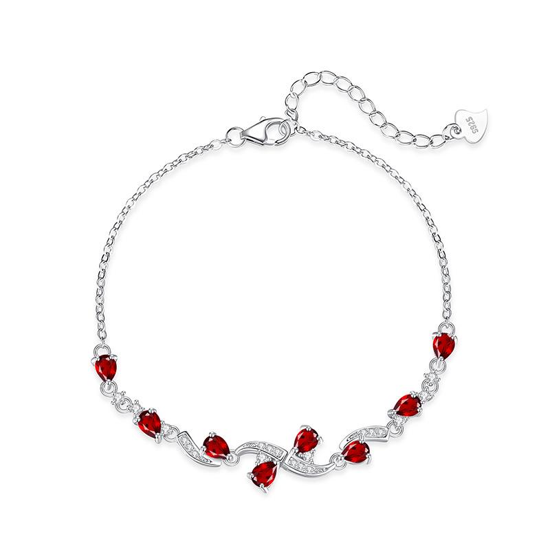 S925 sterling silver bracelet women's premium sense pear-shaped natural olivine topaz light luxury crystal stone