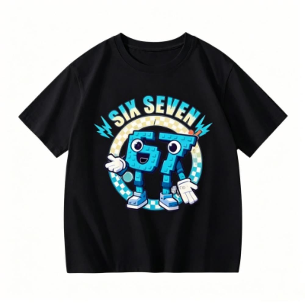 Kids Clothing Six Seven 67 Print T-shirt Summer Girls and Boys Casual Tees Tops Fashion Kids O-Neck Short Sleeve T-shirt