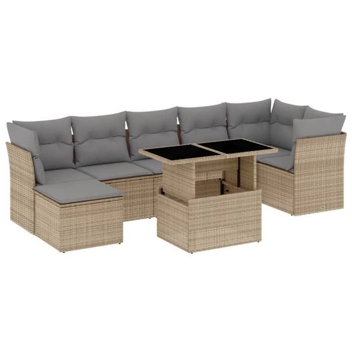 VidaXL Garden Lounge Set with Cushions 8 Pcs Beige Braided Resin 3266749