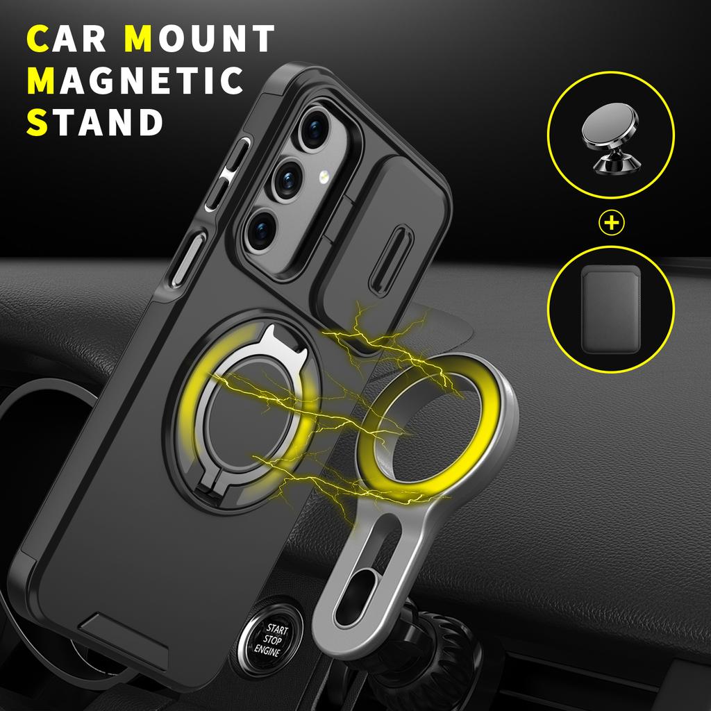 Luxury Magnetic Stand Phone Case for Samsung Galaxy A16 A36 A56 A15 A35 A55 A14 A54 Slide Camera Protect Cover Anti-fall Armor