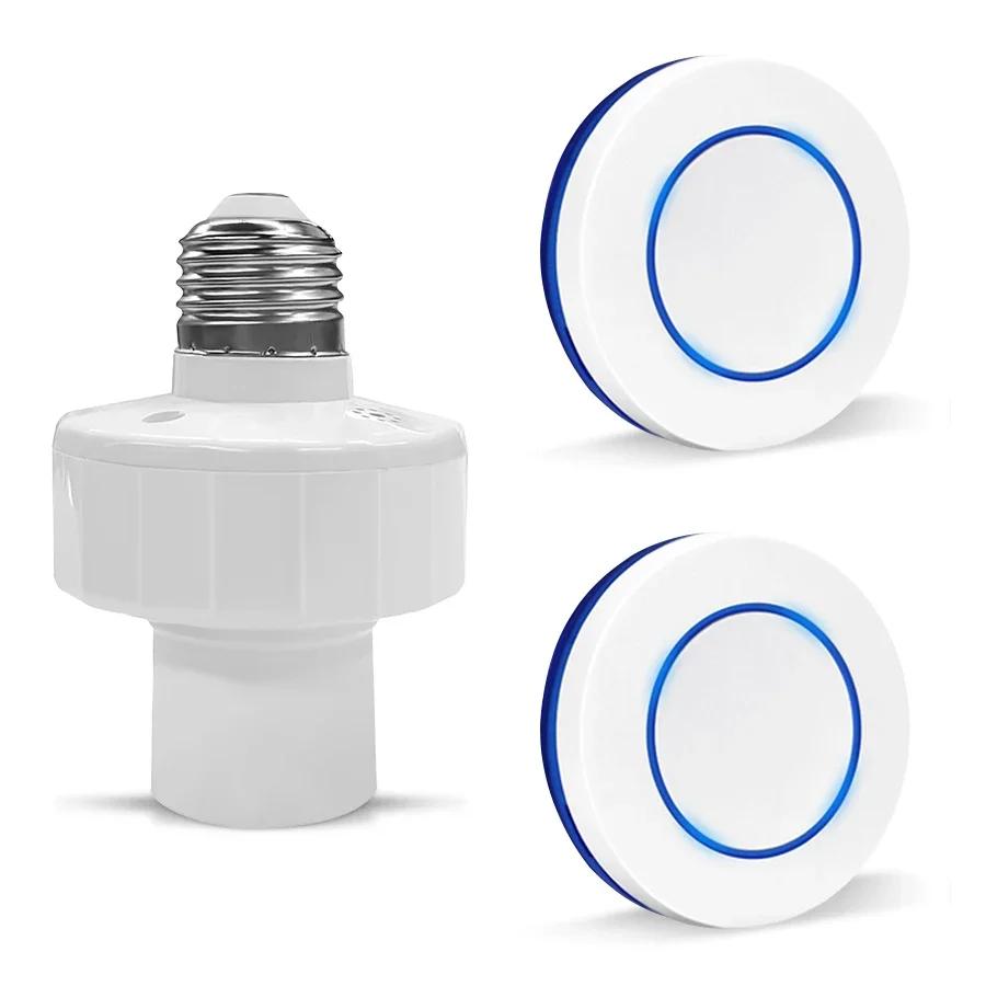 433MHz E27 Lampenfassung Smart Wireless Fernbedienung Schalter Mini Runder Knopf Wandpaneel Schalter LED Birne Beleuchtung Für Schlafzimmer