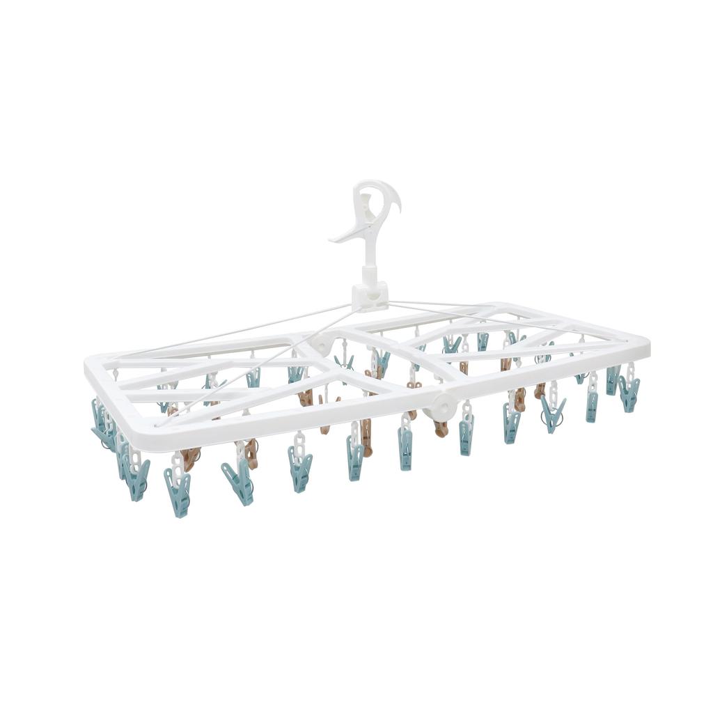 Towa Sangyo Kufu Clothes Drying Rotating Corner Latte and Muted and Cute 42-Pinch Hanger, Hanger, Color, White, Colors, Large, Durable,