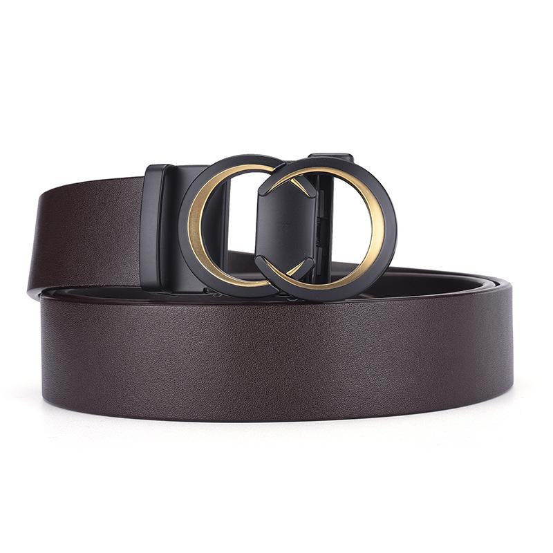 High-End First-Layer Cowhide Belt Men'S Belt Automatic Buckle Pure Cowhide Simple Casual Business Men'S Belt
