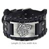Men's Stylish Viking Themed Leather Wristband Bold Wolf Motif Metal Embellishment Bracelet Punk Rock Parties Jewelry Unique Gift