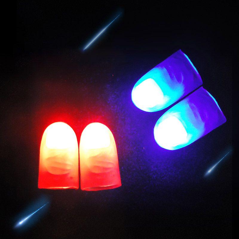 2Pcs Magic Light Up Finger Led Thumb Magic Trick Props Christmas New Year Party Novelty Funny Toys Glow In The Dark Kids Gifts
