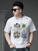 European Goods 2025 Summer New Men's Round Neck Short-Sleeved T-Shirt Trendy Brand Cartoon Print Top Casual Half-Sleeved T-Shirt