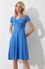 Women's Dress New Season Fashion Blue V-neck Ruffled Midilength Knitted Dress