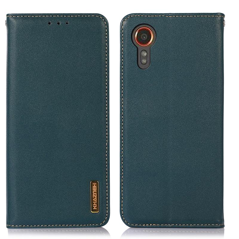 For Samsung Galaxy Xcover7 Genuine Cow Leather Case Phone Wallet Stand