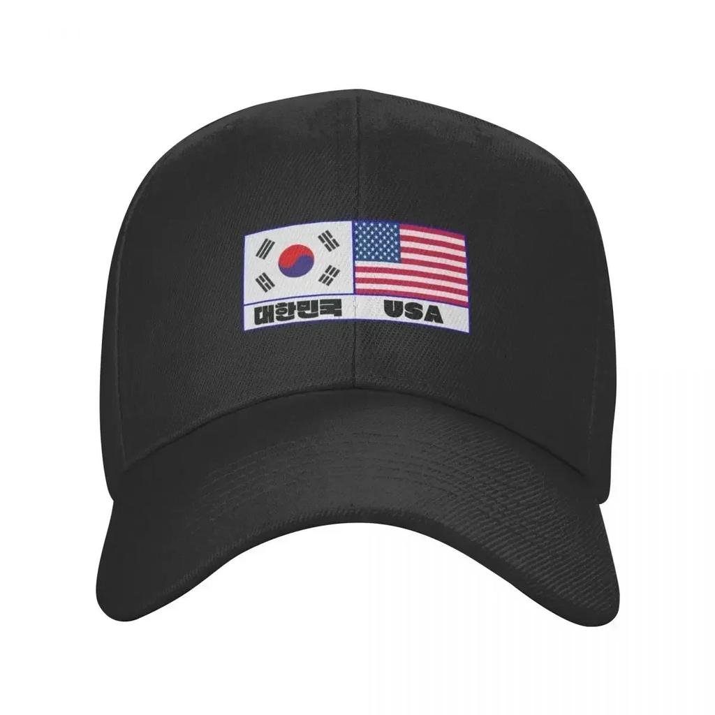 South Korea Flag USA Flag Baseball Cap Sunhat Golf Wear Unisexs Luxury Womens