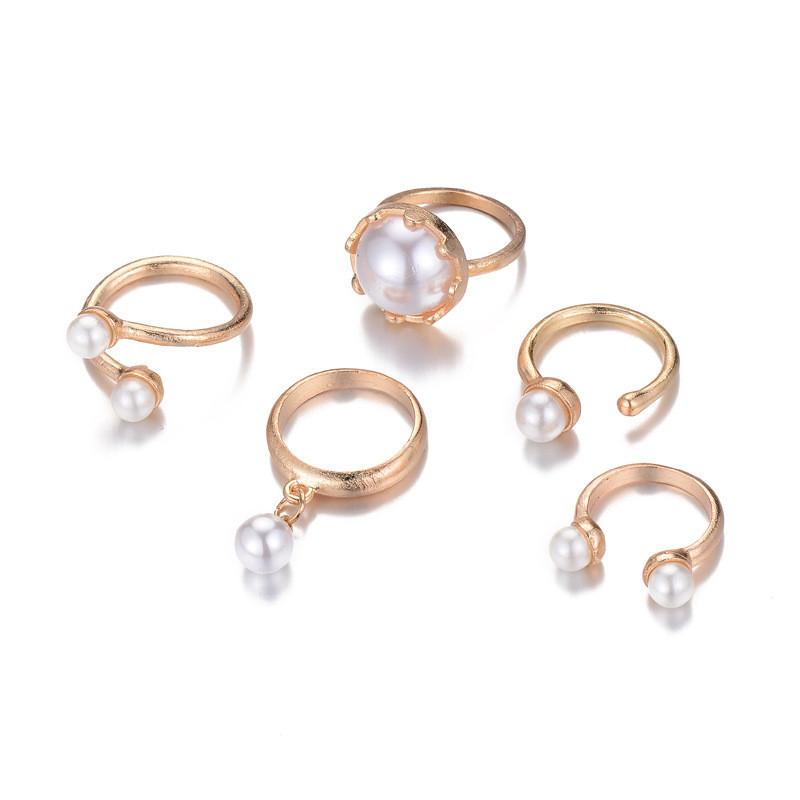 Womens Fashion Pearl Ring Collection With Geometric Shape And Trendy Design