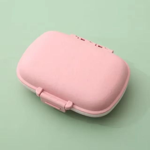 Travel Friendly Mini Portable 8 Grids Wheat Sealed Medicine Organizer Container Tablets Storage Dispenser Box