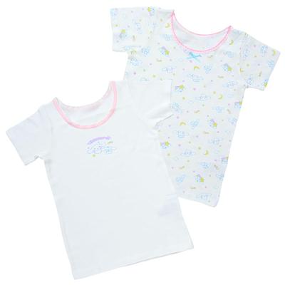 Sanrio Short Sleeve Undershirts of with Name Tags Kids' (Set 2), Cinnamoroll, 130cm, 100% Cotton, (Product Number 149225)
