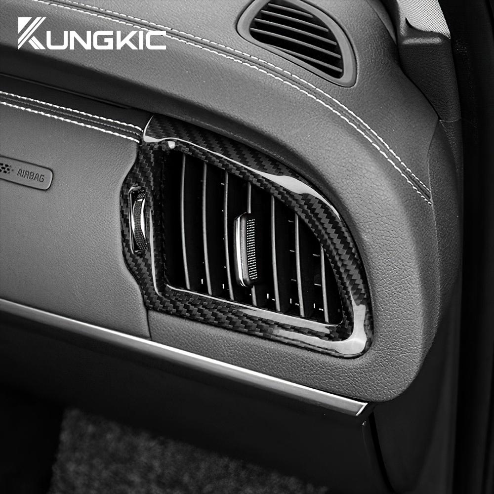 Äkta Kolfiberöverdrag För Kia Stinger 2018 2019 2020 2025 2025 2025 Vänsterstyrd Bil Instrumentpanel AC-uttag Ventiler Ram Interiörlist