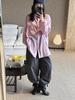 Louvre Early Spring Korean Style Lapel Drawstring Long Sleeve Loose Shirt for Women