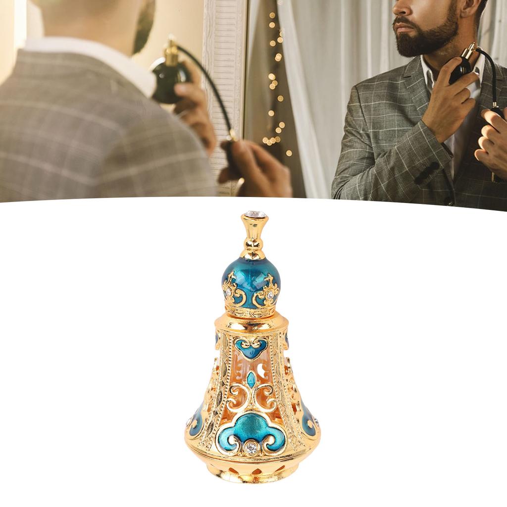 Vintage Perfume Bottle Reusable Zinc Alloy Middle Eastern Hollow Out Sealed Liquid Bottle