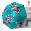 1pc Floral Pattern with Pink Roses on Teal Background Umbrella with Plastic Handle,Compact & Stylish,Suitable for All Seasons ptys26007