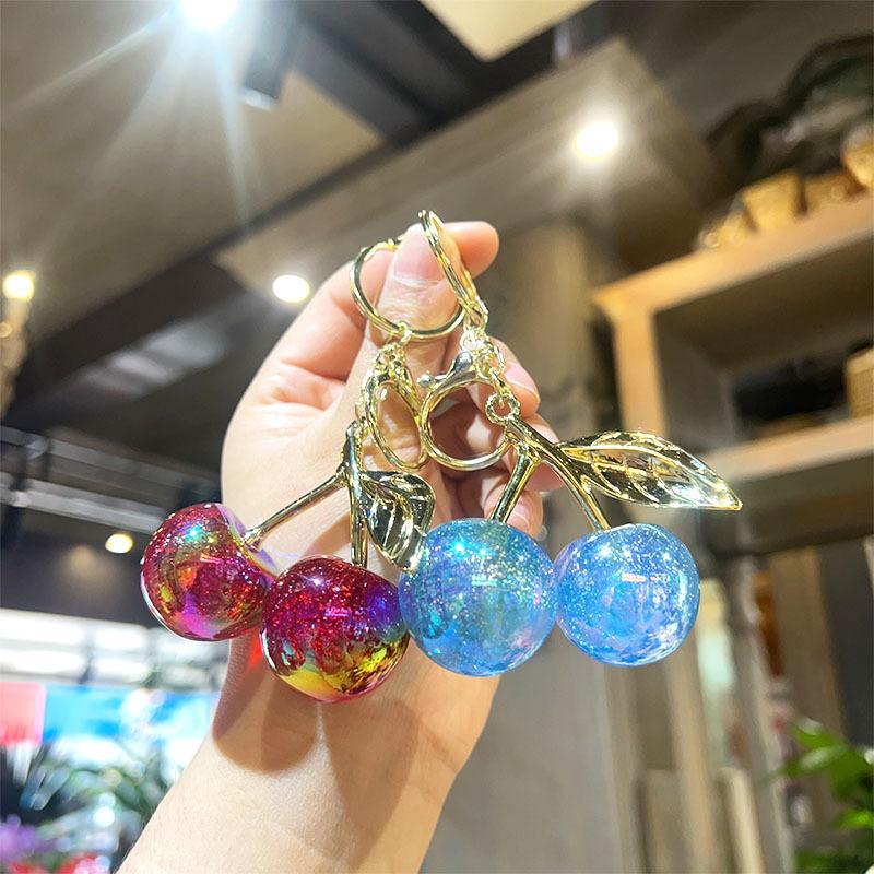 Exquisiter Niedlicher Kirsch-Schlüsselanhänger Simulierter Frucht-Schlüsselanhänger Anhänger Für Frauen Mädchen Handtaschen-Dekoration Taschenanhänger Auto-Schlüsselanhänger Geschenke