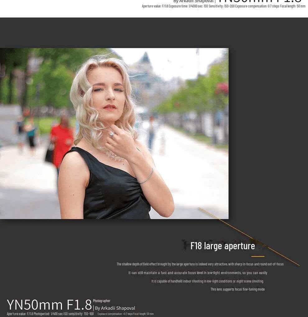 Obiectiv YONGNUO 50mm F1.8 pentru Canon: Focalizare automată, focalizare fixă, estompare fundal portret