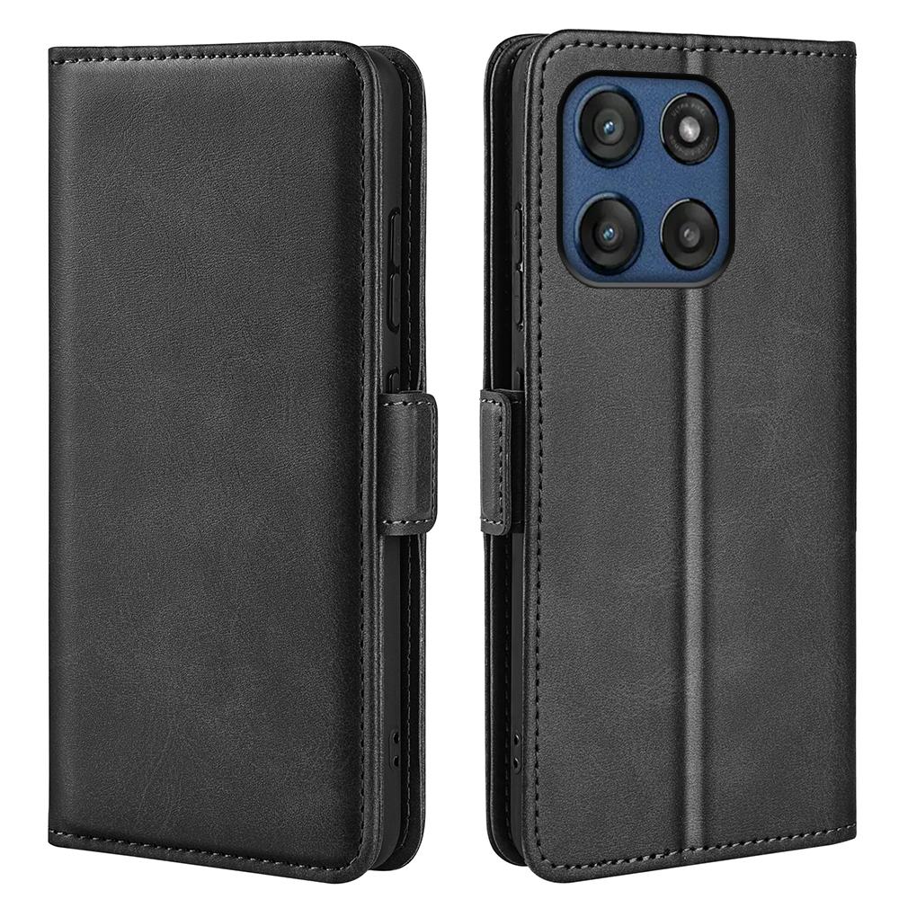 

Для Motorola Moto G Stylus 5G (2025) Чехол-кошелек из телячьей кожи с текстурой Black