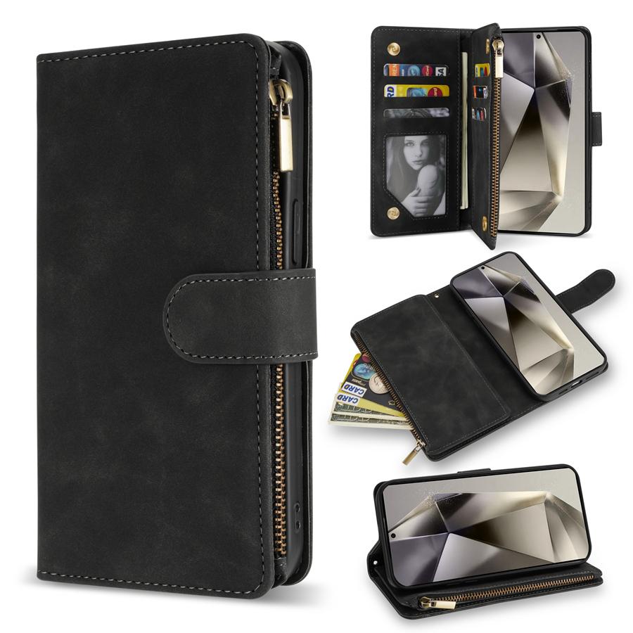 Wallet Multi-card Zipper Kickstand Magnetic Flip Leather Case For Samsung Galaxy S26 S25 S24 Ultra S23 FE S22 Plus A14 A15 A53 A54 A55