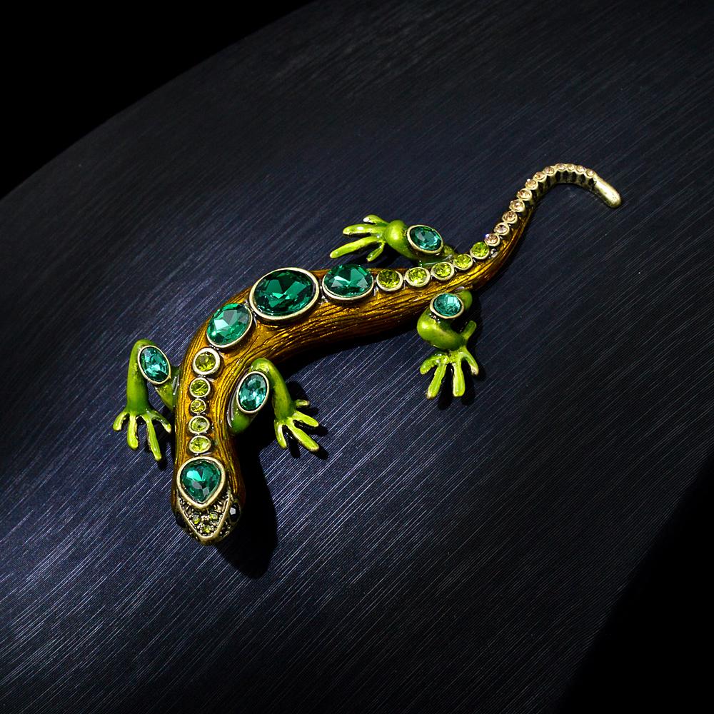 New Crystal Lizard Brooches for Women and Men Animal Pins Summer Shining Rhinestone Brooch Jewelry Kids Accessories