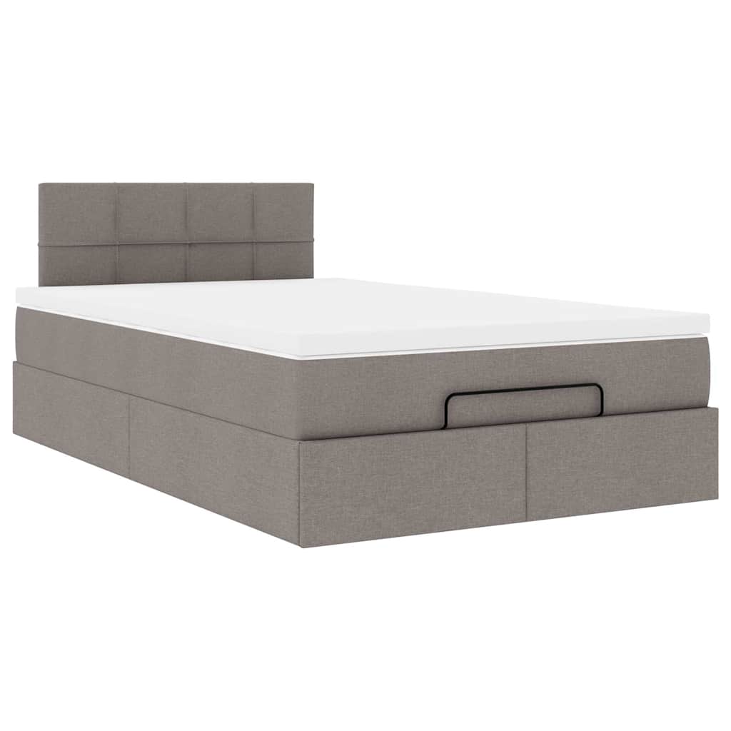 Vidaxl Rama Łóżka Otomana Z Materacem, Taupe, 120X200 Cm, Tkanina