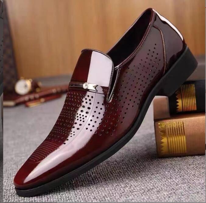 Leather Shoes Men  Business Oxford  Breathable Patent Leather Formal Shoes Plus Size Man Office Wedding Flats Male Black