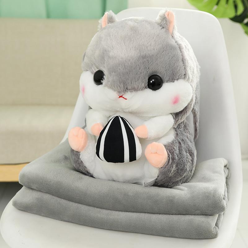 

40Cm 3 In 1 Plush Hamster Hand Warmer Stuffed Mouse Hamster With Blanket Plush Toys Soft Kids Dolls For Girl Birthday Xmas Gift only toy фиолетовый
