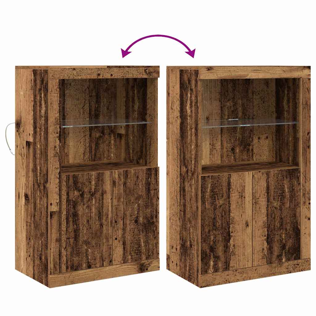LED Sideboard Reclaimed Wood Look 60.5 x 37 x 100 cm Engineered Wood