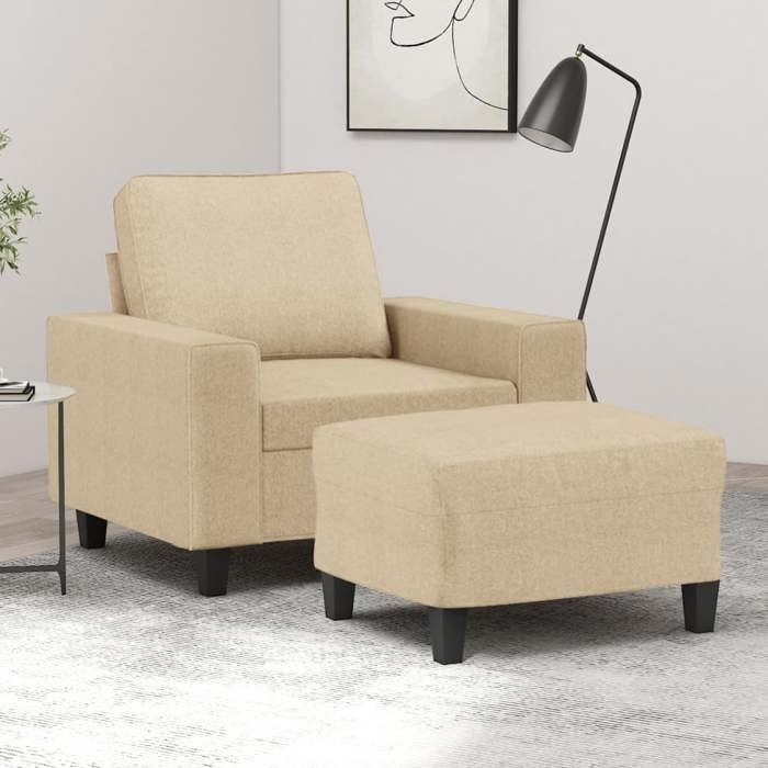 VidaXL Armchair with Footrest Cream 60 Cm Fabric, Sofa, Armchair, TV Armchair, Single Sofa, Sofa, Recliner Sofa, 3201145