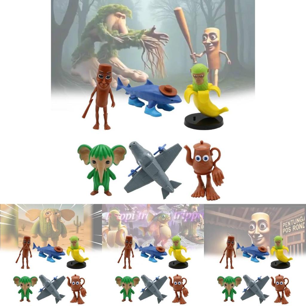 Mythical Shark Stickman Pvc Figurines 6 Models Desktop Decor Collectible Adults