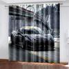 3D Luxury Sports Car Series Living Room Bedroom Home Decoration Sunshade Curtains 2 Panels of Hook Punch