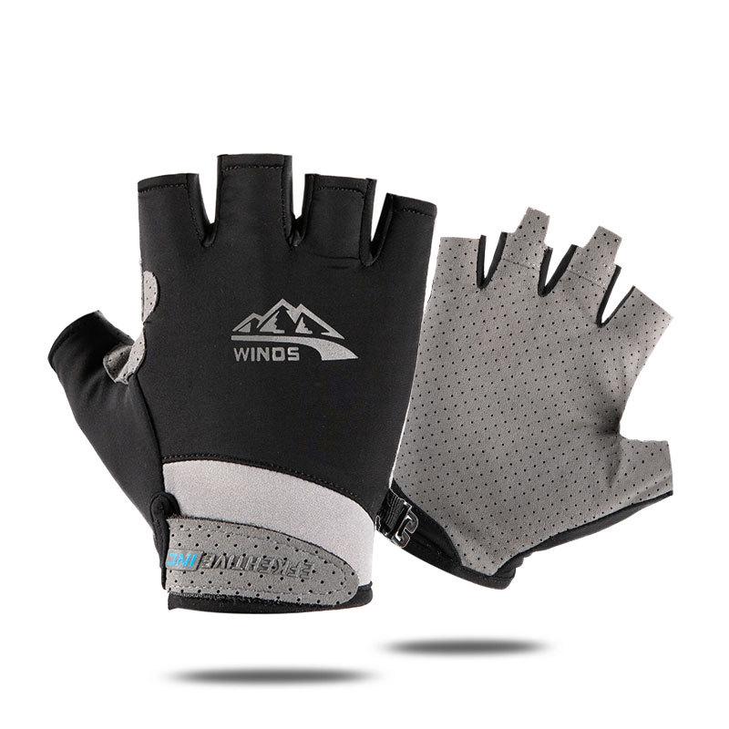 Ice Silk Sun Protection Unisex Two-Fingerless Non-Slip Half-Finger Gloves for Summer Driving, Cycling, and Fishing