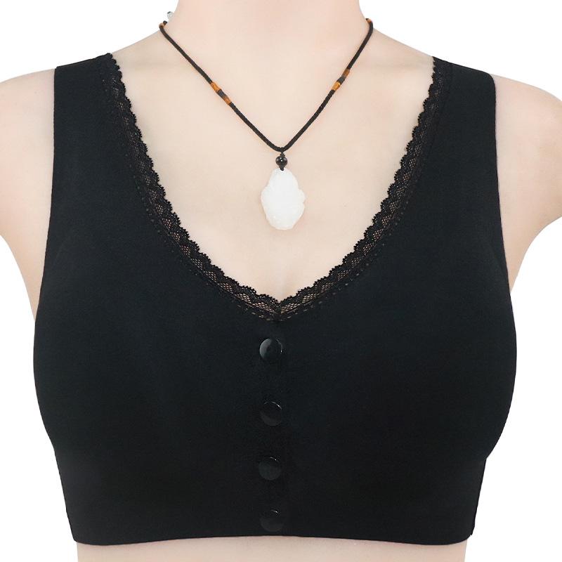 New lace sticker front buckle underwear women's large elastic vest large size no steel ring bra