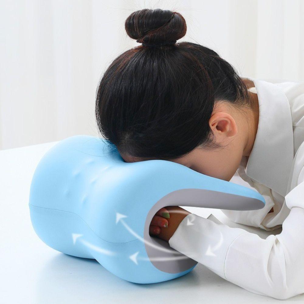 Memory Foam Nap Pillow Orthopedic Support Desk Napping Neck Support Pillow Breathable Ergonomic Design Travel Pillow Office Rest