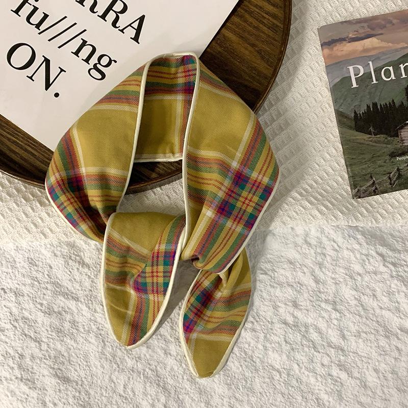 Headscarf Women's pastoral spring and summer fashion colorful retro plaid fabric headband pure cotton silk scarf decorative small scarf
