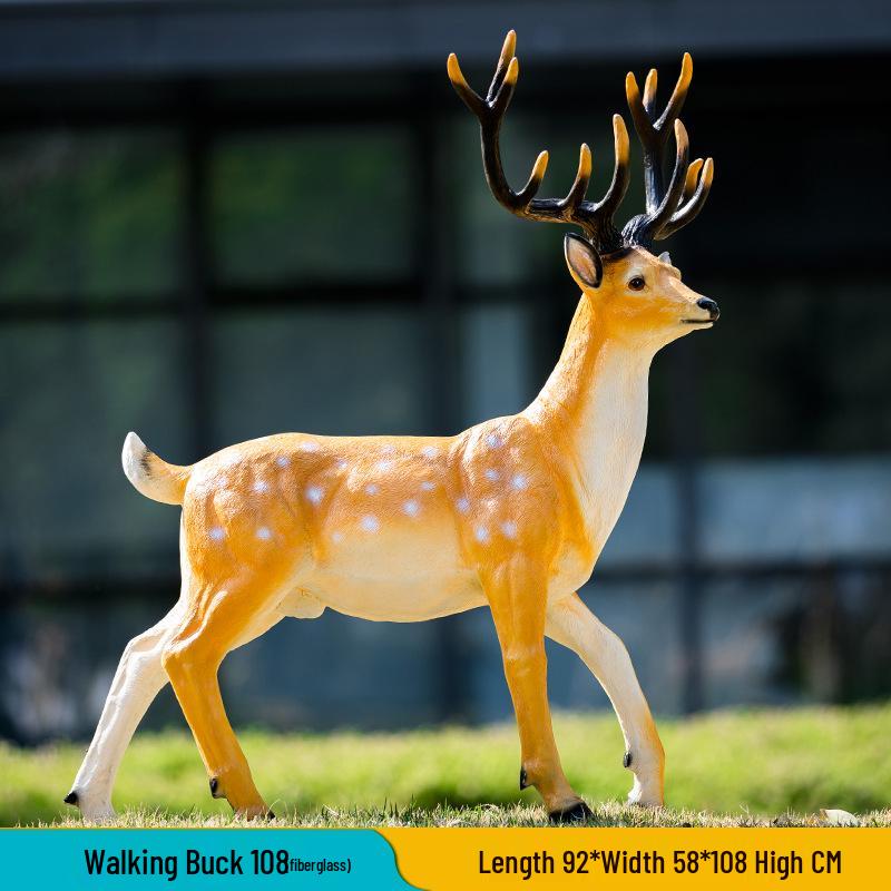 Luminous Fiberglass Sika Deer Sculpture for Garden Lawn Decoration