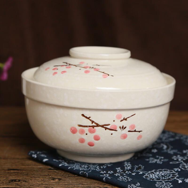 

6.5-inch Japanese Hand-Painted Ceramic Lidded Noodle Bowl