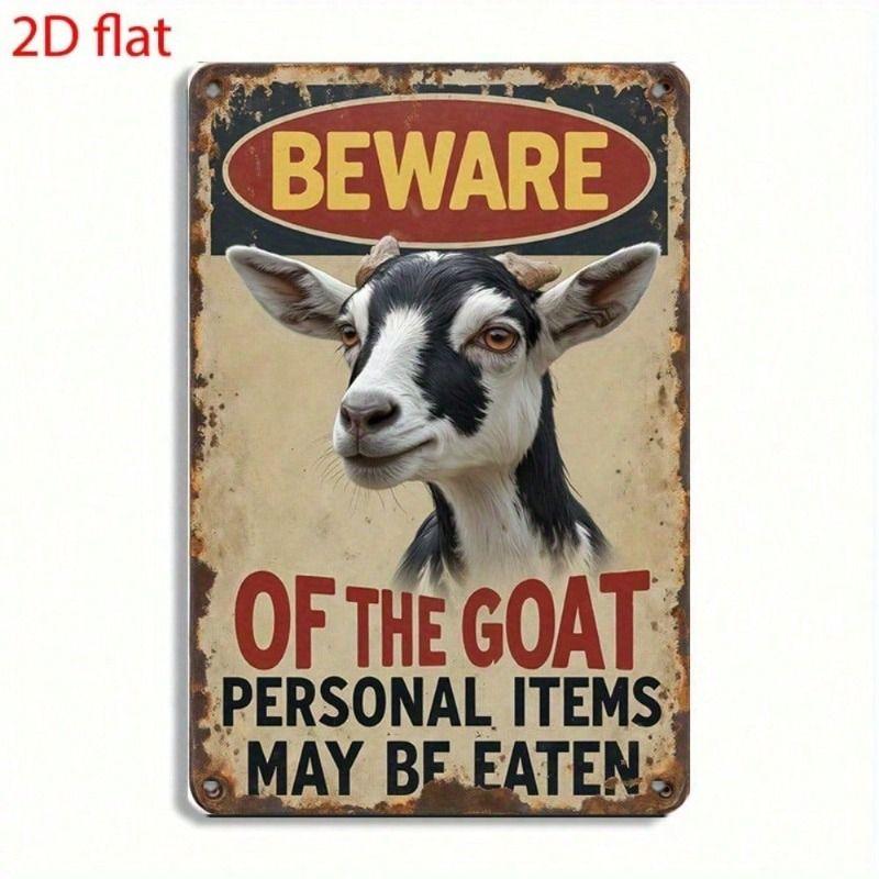 Vintage Goat Metal Sign Wall Art Rustic Farmhouse Decor