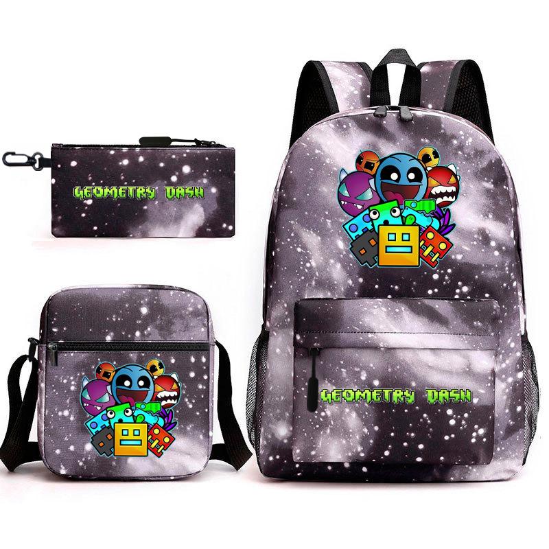 Geometry Sprint Game Backpack Geometry Dash Heat Transfer Backpack Elementary School Bag Leisure Bag