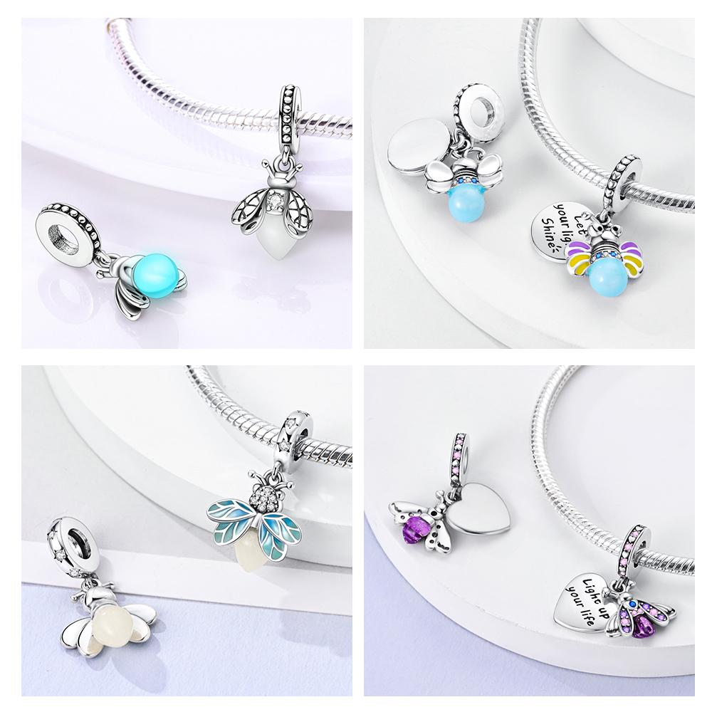 Kupferbeschichtet Leuchtend Leuchtendes Glühwürmchen Anhänger Perlen Anhänger Kompatibel Mit Echtem Armband Anhänger Perlen Anhänger Hängende Armbänder DIY Wo